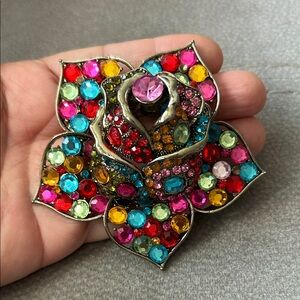 Colorful Crystal Flower Pendant  missing 4 small Rhinestone